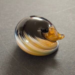 NUNWELL GLASS - SLEEPING CAT PAPERWEIGHTS signed